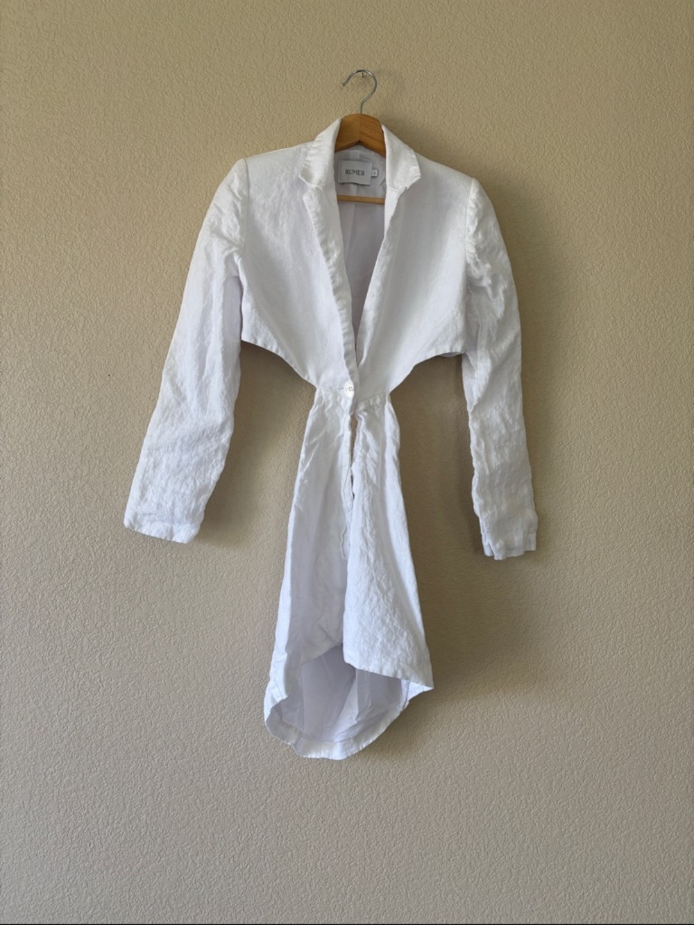 Rumer White Linen One Button Blazer Dress